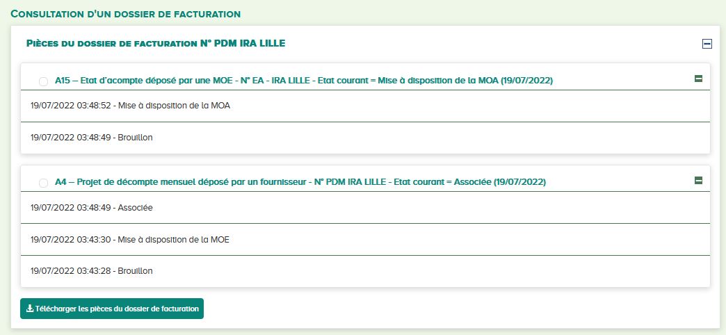 Illustration du contenu d'un dossier de facturation