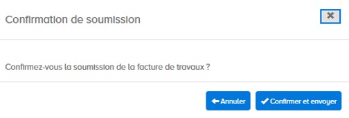 Pop'up de confirmation d'envoi de facture