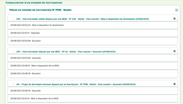 Consultation d'un dossier de facturation
