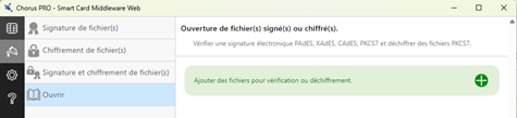 Accueil du logiciel IDOPTE : Section Signature, sous-section "Ouvrir"