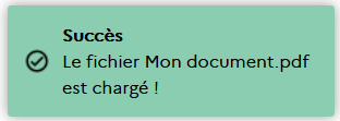 Notification de succès du chargement de document