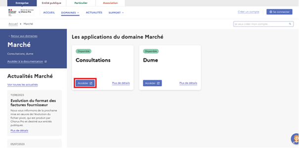 Cliquer sur la tuile Consultations pour accéder à l'utilitaire