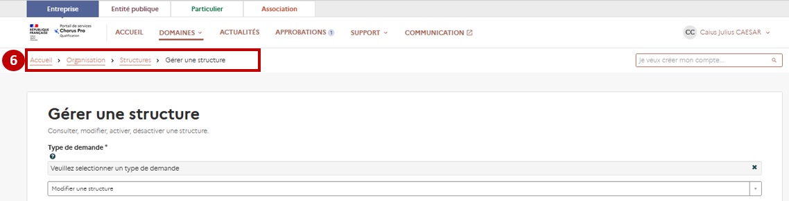 Illustration du système de fil d'Ariane permettant de savoir à tout moment sur quel domaine on travaille