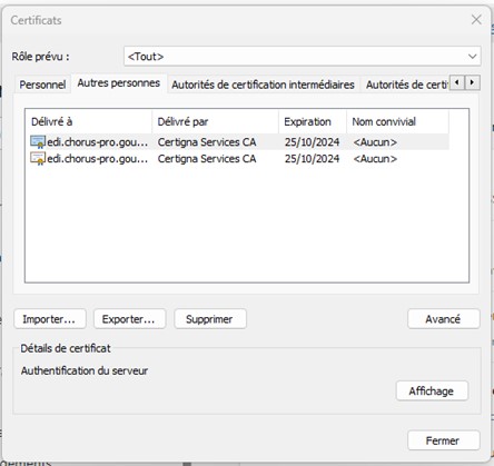 Consultation de certificats sous Windows