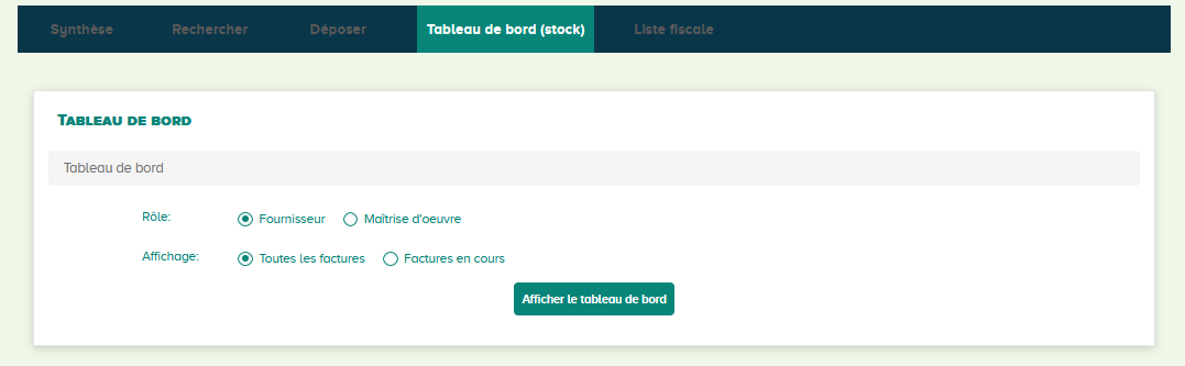 Tableau de bord travaux